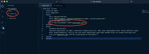Screenshot fo how to implement CSS style files.